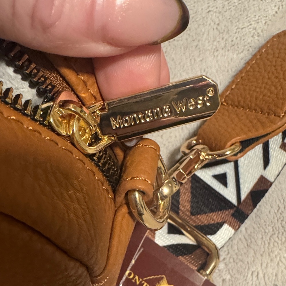 Montana West || NWT Brown Crossbody Bag with Patterned Strap - Picture 10 of 16